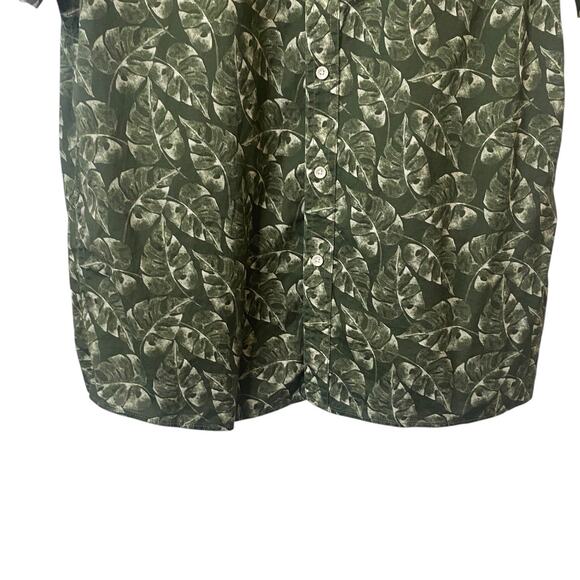 Rowm Mens Size Large Green Leaf Print Button Up Shirt Short Sleeve Lightweight - Picture 3 of 7